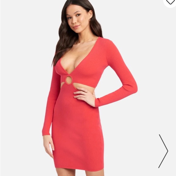 BEBE SIDE CUTOUT RING DETAIL BODYCON DRESS Porcelain rose, size XL - Picture 2 of 3